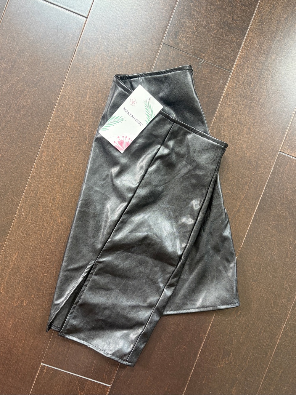 Midi Faux Leather Skirt in Black - MAKEMECHIC